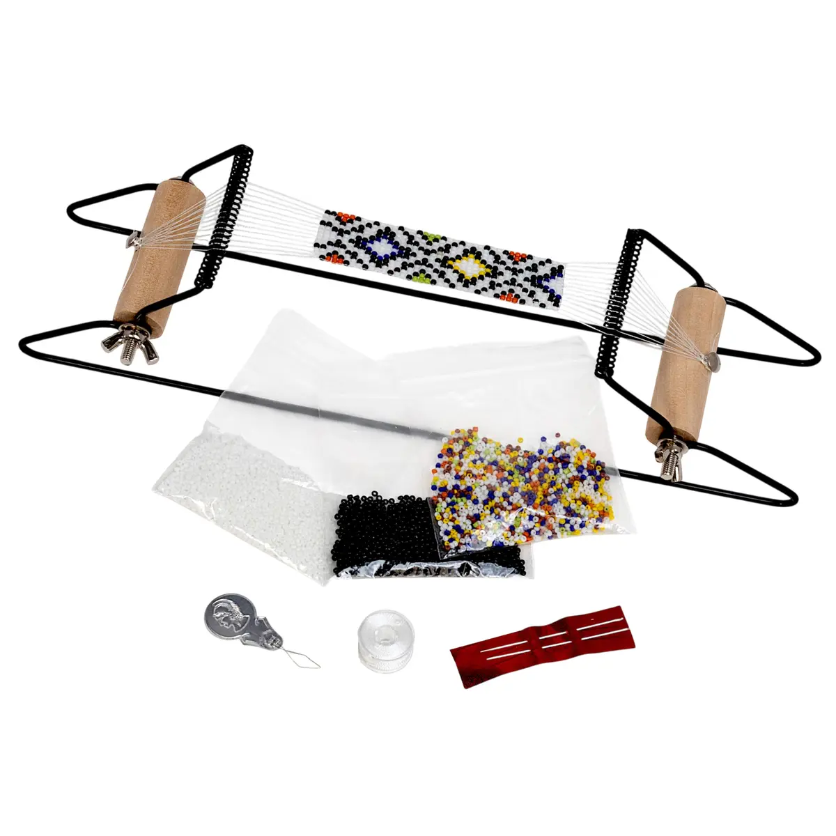 The Beadsmith Metal Bead Loom Kit with Glass Beads & Accessories | 32.4cm x 6.35cm x 7.62cm - main product image