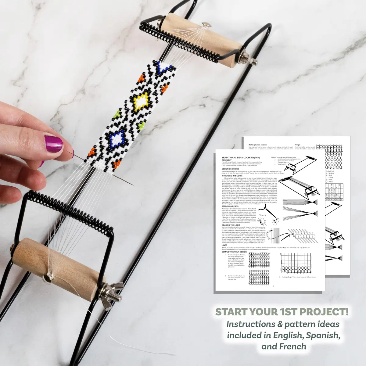 The Beadsmith Metal Bead Loom Kit with Glass Beads & Accessories | 32.4cm x 6.35cm x 7.62cm - view 6