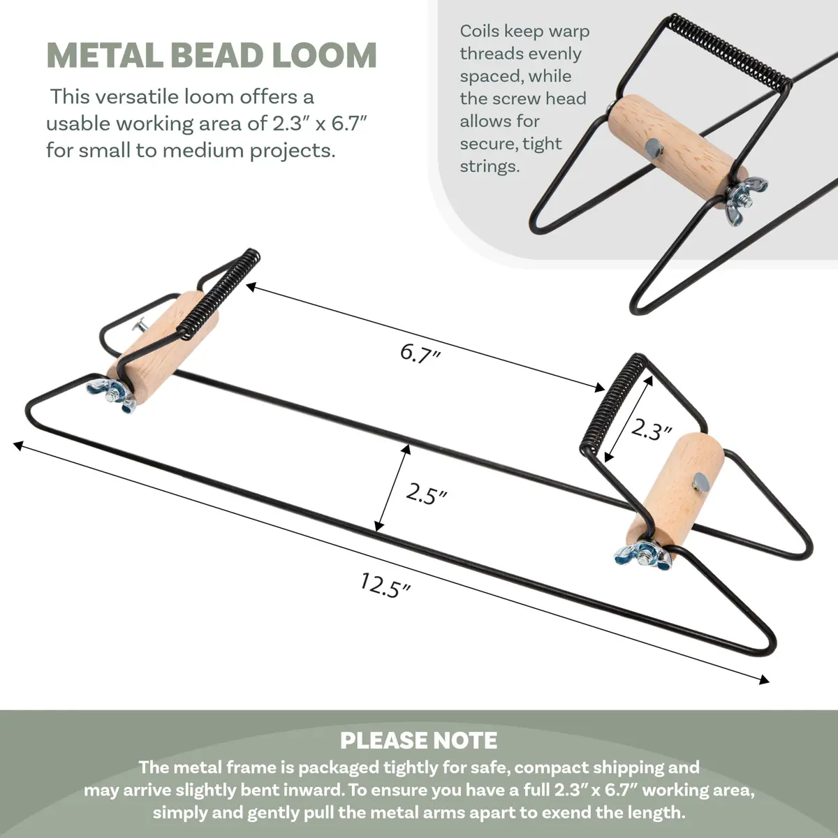The Beadsmith Metal Bead Loom Kit with Glass Beads & Accessories | 32.4cm x 6.35cm x 7.62cm - view 3