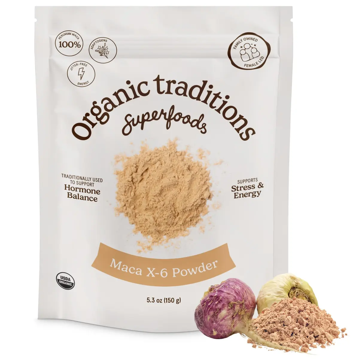 Organic Traditions Maca X 6 Root Powder 5.3oz | Concentrated Blend for Daily Vitality - main product image