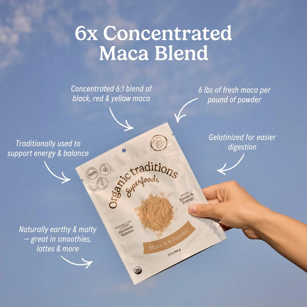 Organic Traditions Maca X 6 Root Powder 5.3oz | Concentrated Blend for Daily Vitality - view 3
