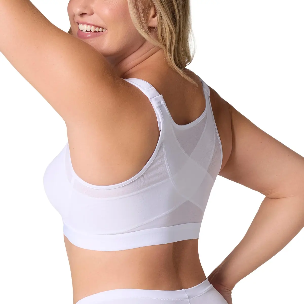 Leonisa Women's Posture Corrector Wireless Back Support Bra, White, 34C | Gentle Support & Posture Aid - main product image
