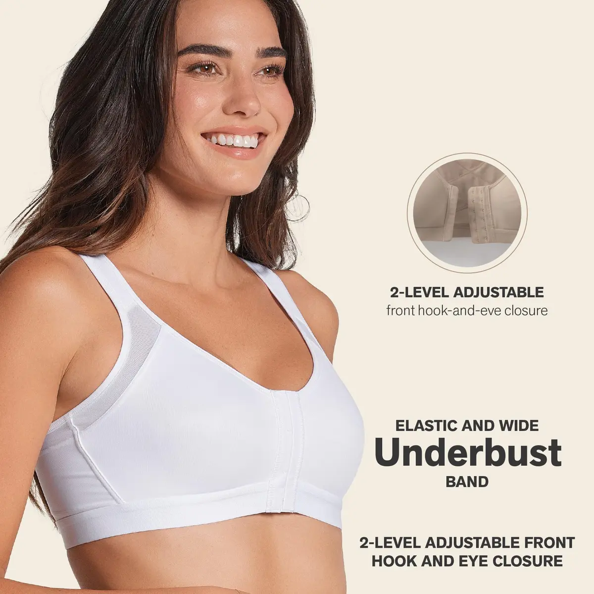 Leonisa Women's Posture Corrector Wireless Back Support Bra, White, 34C | Gentle Support & Posture Aid - view 3