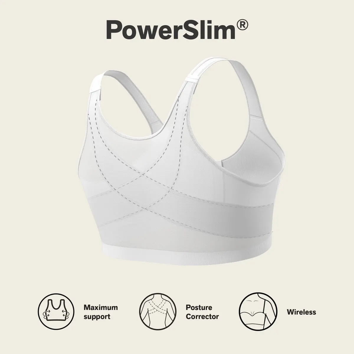 Leonisa Women's Posture Corrector Wireless Back Support Bra, White, 34C | Gentle Support & Posture Aid - view 4