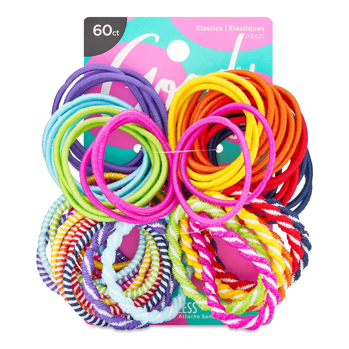 Goody Kids Ouchless Elastic Hair Ties 60 Ct Assorted Colors | Gentle Hold for Fine to Medium Hair - main product image