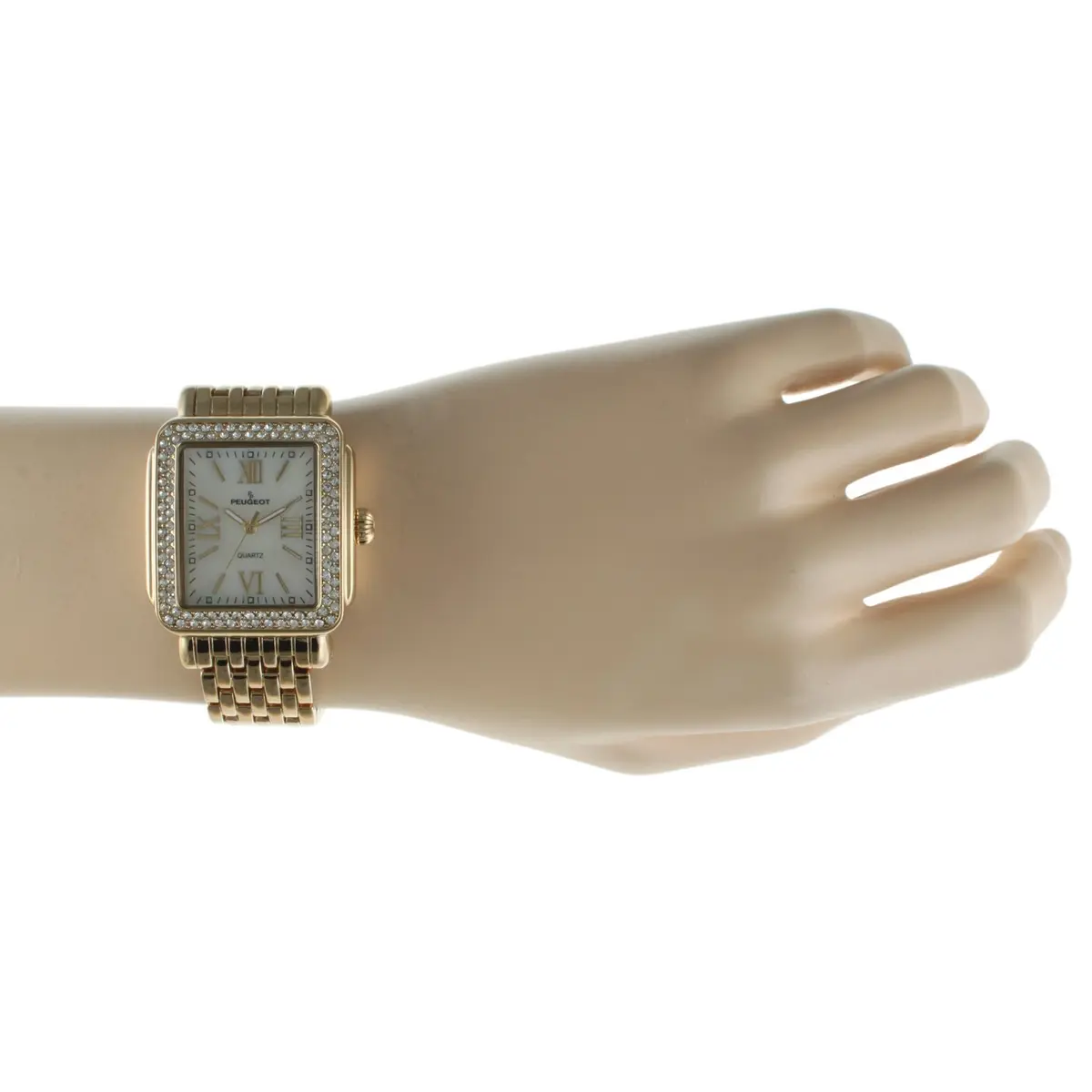 Peugeot Women's Rectangle Crystal Bezel Roman Numeral Bracelet Watch | Elegant Mother-of-Pearl Dial (30mm) for Women - view 5
