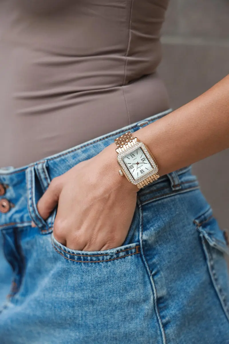 Peugeot Women's Rectangle Crystal Bezel Roman Numeral Bracelet Watch | Elegant Mother-of-Pearl Dial (30mm) for Women - view 8