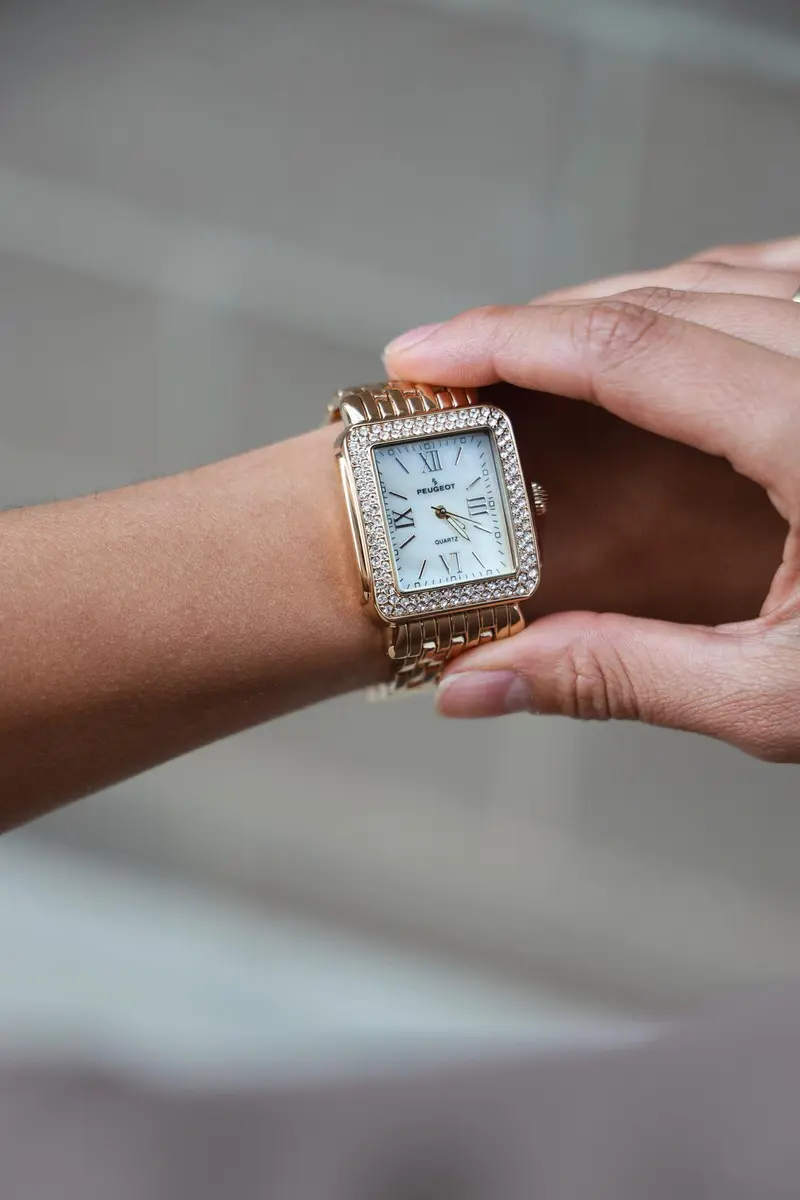 Peugeot Women's Rectangle Crystal Bezel Roman Numeral Bracelet Watch | Elegant Mother-of-Pearl Dial (30mm) for Women - view 9