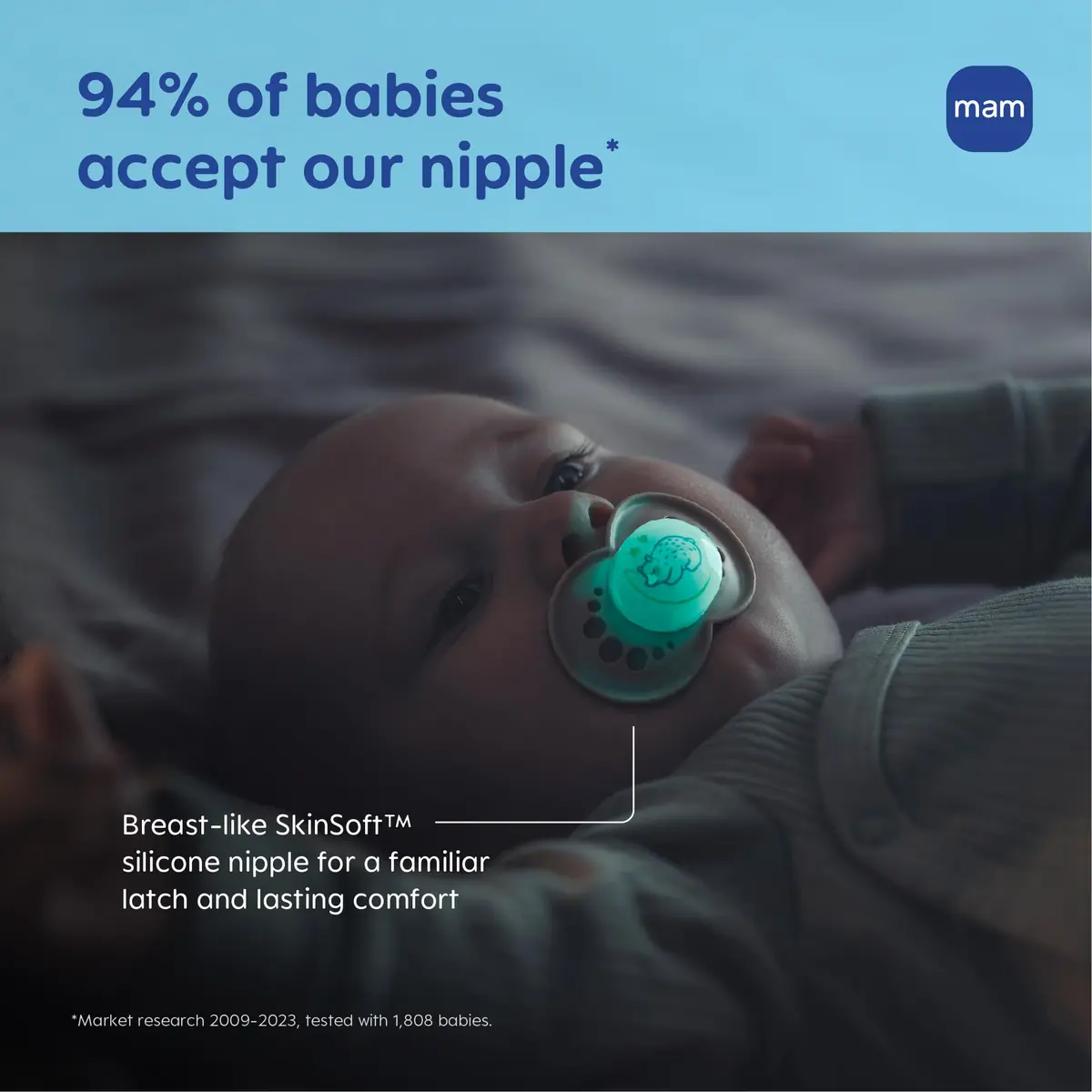 MAM Original Baby Pacifiers 6-16 Months, Glows in The Dark, 2 Pack | Developed with Pediatric Dentists & Specialists - view 6