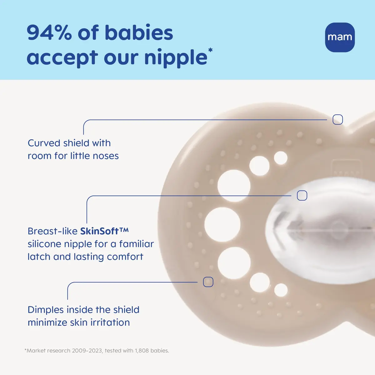MAM Original Baby Pacifiers 6-16 Months, Glows in The Dark, 2 Pack | Developed with Pediatric Dentists & Specialists - view 3