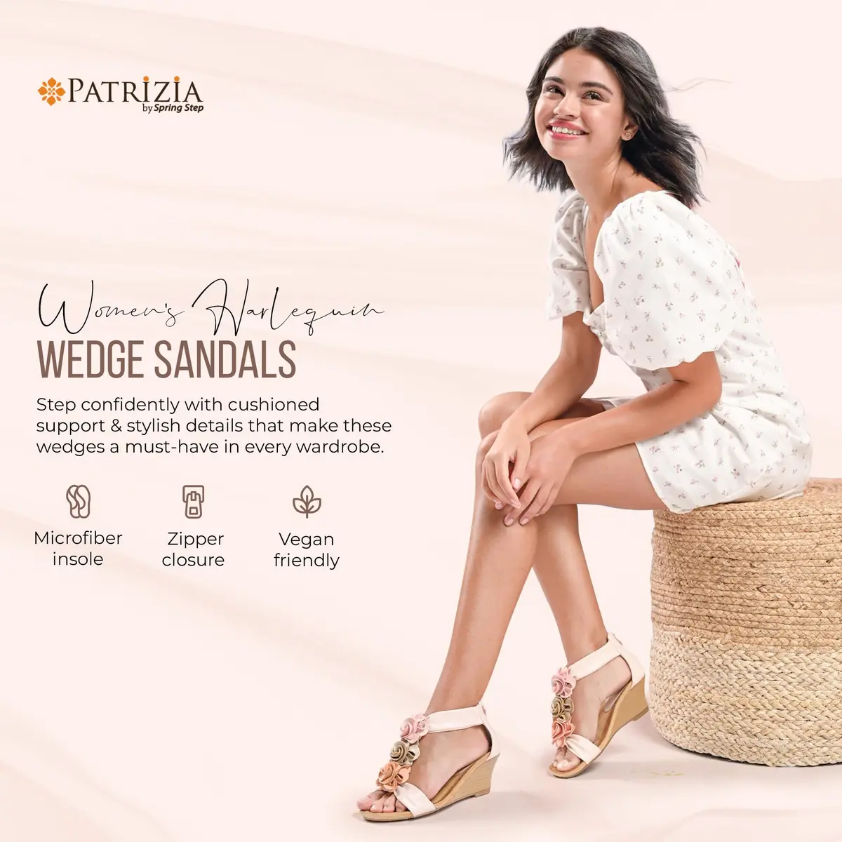 PATRIZIA Spring Step Harlequin Wedge Sandals for Women | Chic Flower T-Straps, 7.5-8 US - view 5
