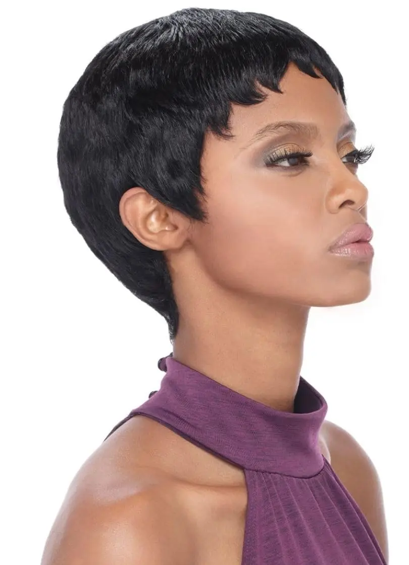 Outre Human Hair Wig PIXIE MEDIUM BROWN 4 | Short Pixie Cut, Full Wig, Straight Style - view 2