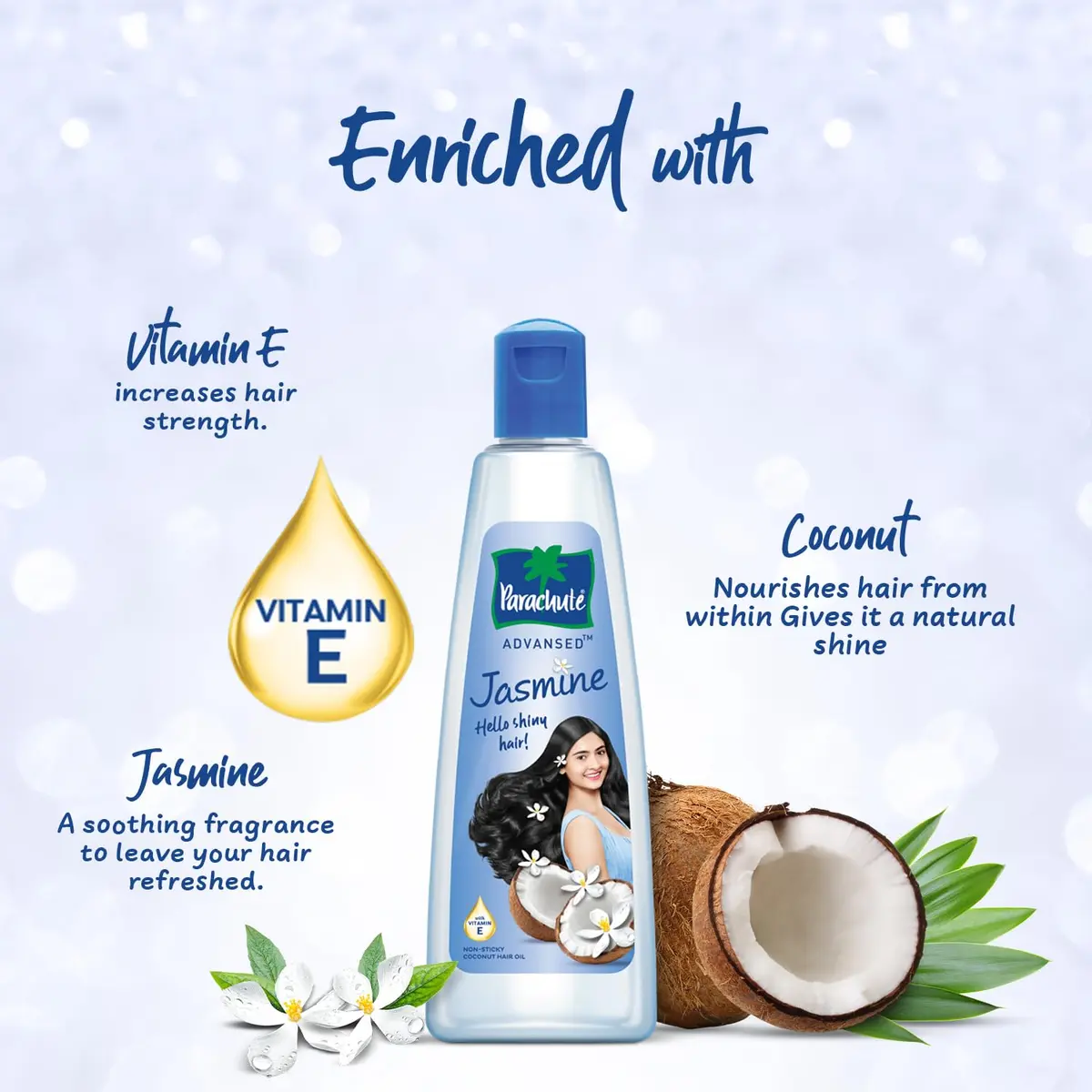 Parachute Advansed Jasmine Enriched Coconut Hair Oil 300ml (10.1 Fl Oz) | Nourishes Scalp, Strengthens Hair - view 5