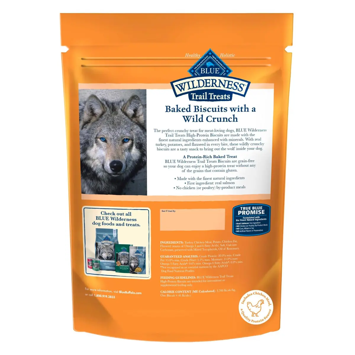 Blue Buffalo Wilderness Turkey Crunchy Dog Biscuits, Grain-Free, 283g (10 oz) | High-Protein, No Artificial Preservatives - view 2