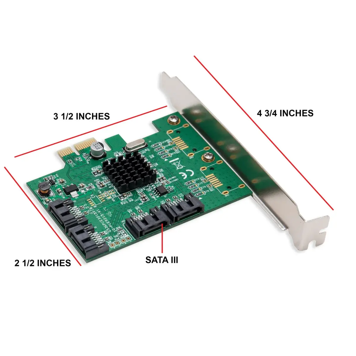 4 Port SATA III Expansion Card with Low Profile Bracket - 6Gbps SATA 3.0 PCI Express x1 Marvell 9215 - view 3