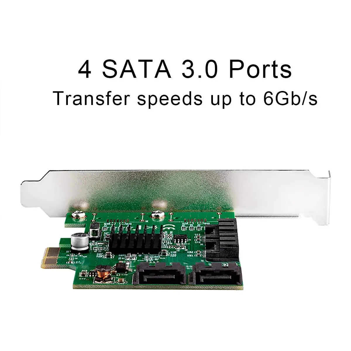 4 Port SATA III Expansion Card with Low Profile Bracket - 6Gbps SATA 3.0 PCI Express x1 Marvell 9215 - view 4