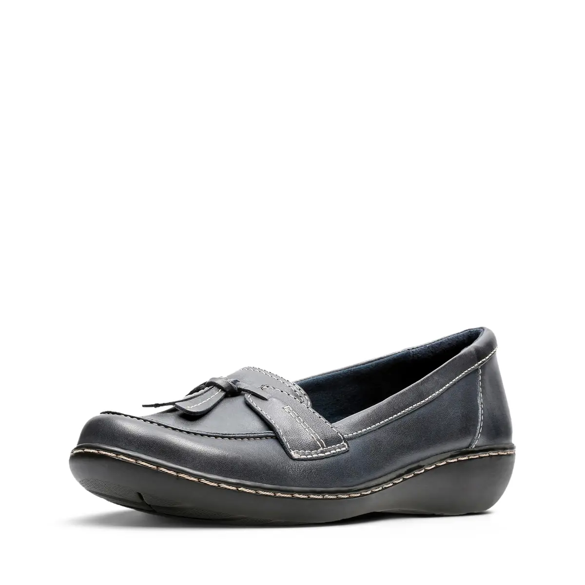 Clarks Women's Ashland Bubble Loafer, Navy, 11 | Classic Slip-On Comfort for Women - main product image