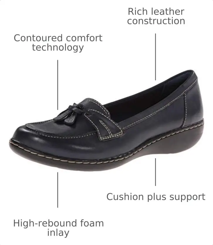 Clarks Women's Ashland Bubble Loafer, Navy, 11 | Classic Slip-On Comfort for Women - view 2