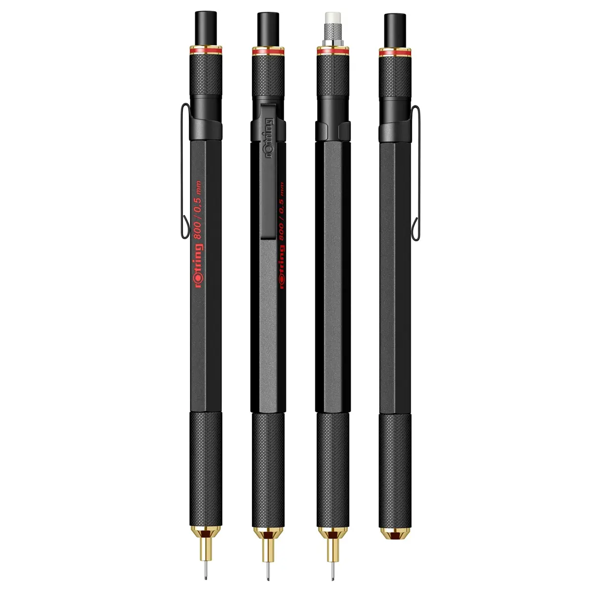 rOtring 800 Retractable Mechanical Pencil 0.5mm Black Metal Barrel | Drafting, Engineering, Architecture Professionals - view 3