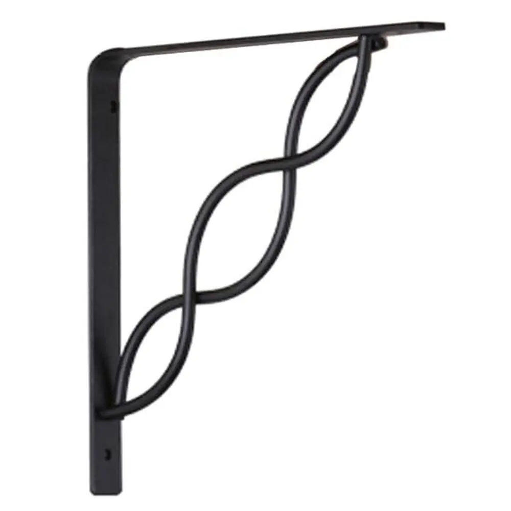 Knape & Vogt Black Shelf Bracket 8-inch | Elegant Scroll Style Support for Shelves - main product image