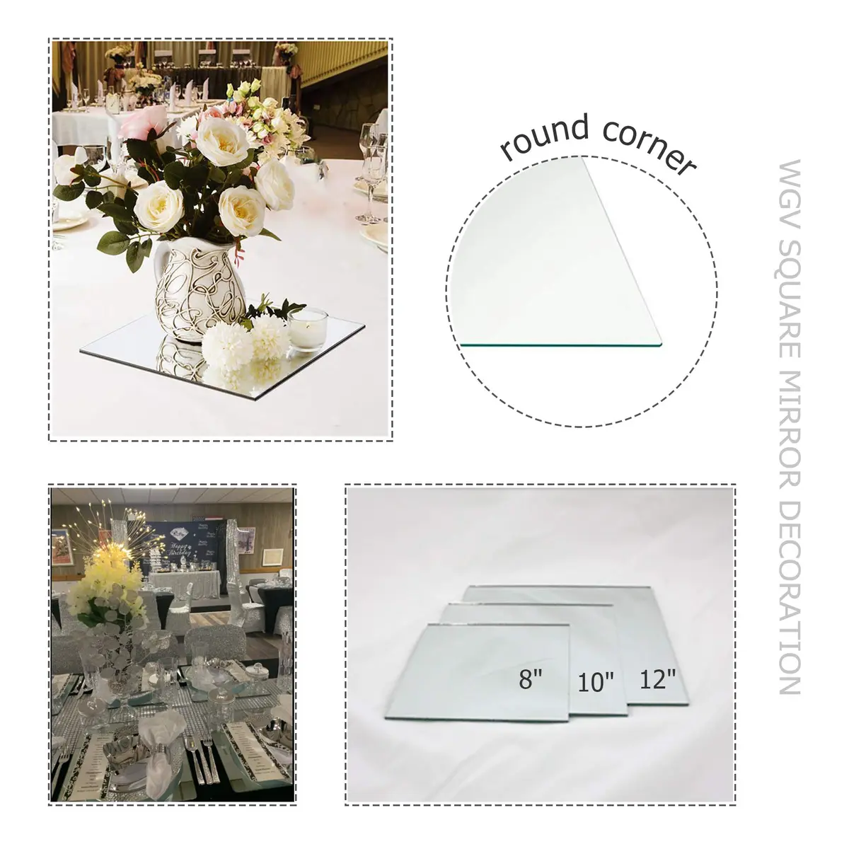 WGVI Home & Kitchen Mirror Set 12" Square | Modern Frameless Decor for Walls & Tables - view 4