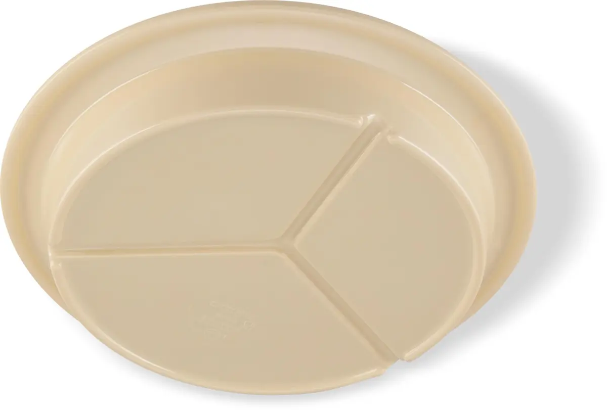 Carlisle FoodService Dallas Ware Plastic Divided Plate 9 Inches | Heavyweight Melamine, 3 Compartments, Tan, Pack of 24 - view 6