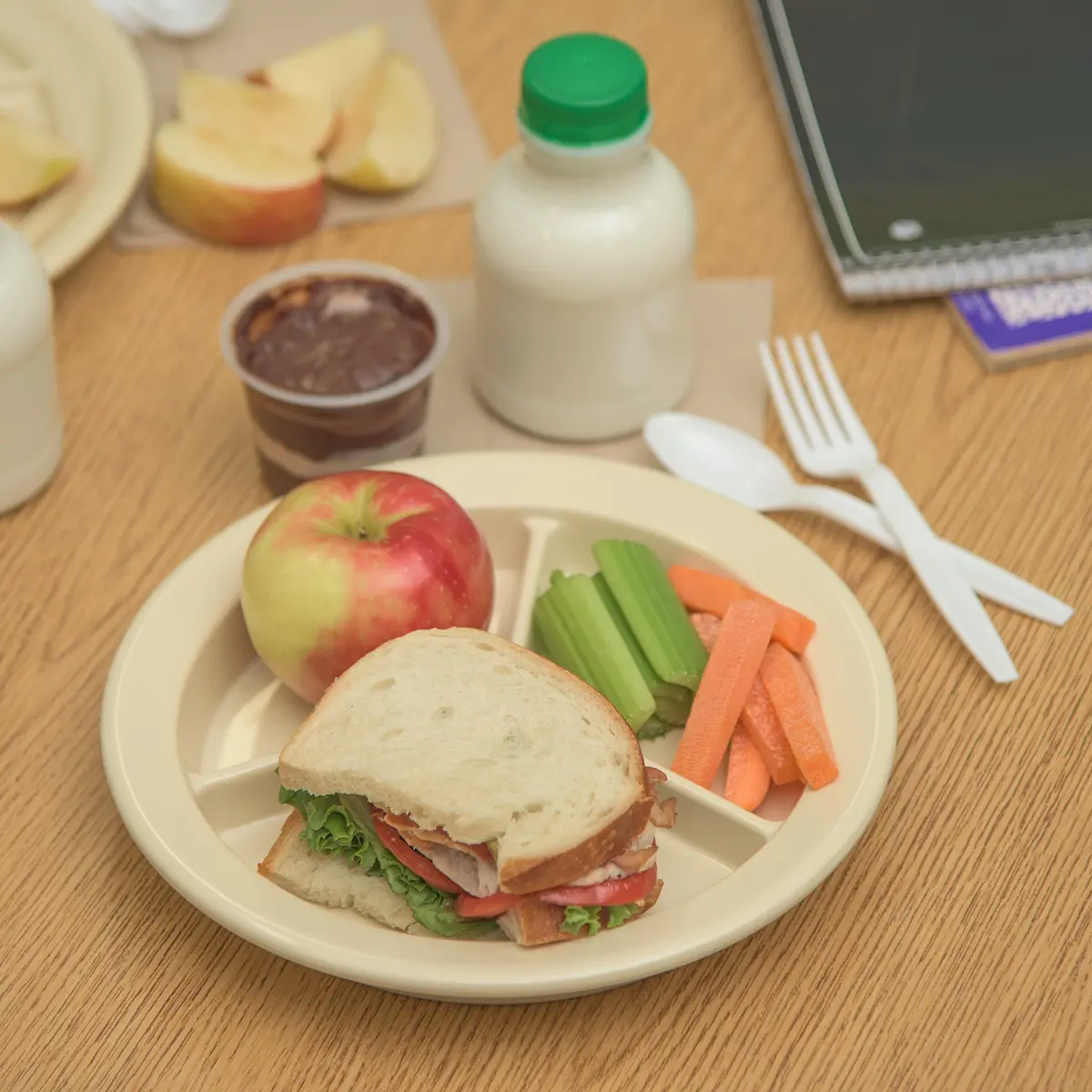 Carlisle FoodService Dallas Ware Plastic Divided Plate 9 Inches | Heavyweight Melamine, 3 Compartments, Tan, Pack of 24 - view 7