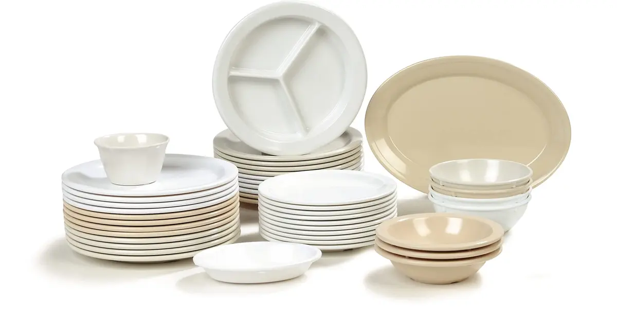 Carlisle FoodService Dallas Ware Plastic Divided Plate 9 Inches | Heavyweight Melamine, 3 Compartments, Tan, Pack of 24 - view 8