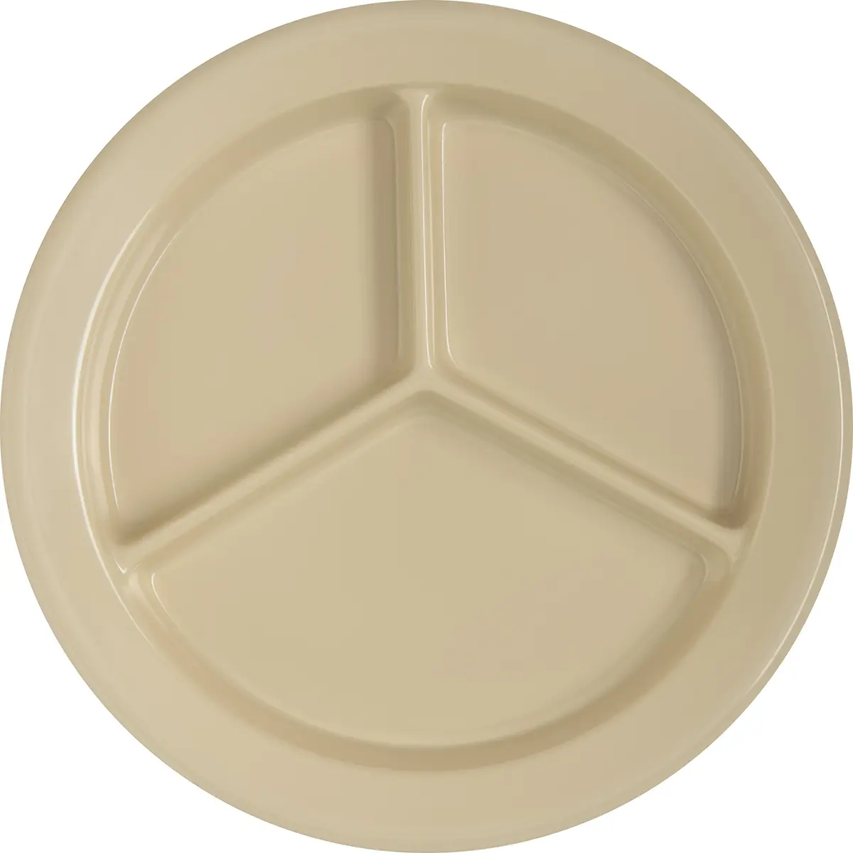 Carlisle FoodService Dallas Ware Plastic Divided Plate 9 Inches | Heavyweight Melamine, 3 Compartments, Tan, Pack of 24 - view 2
