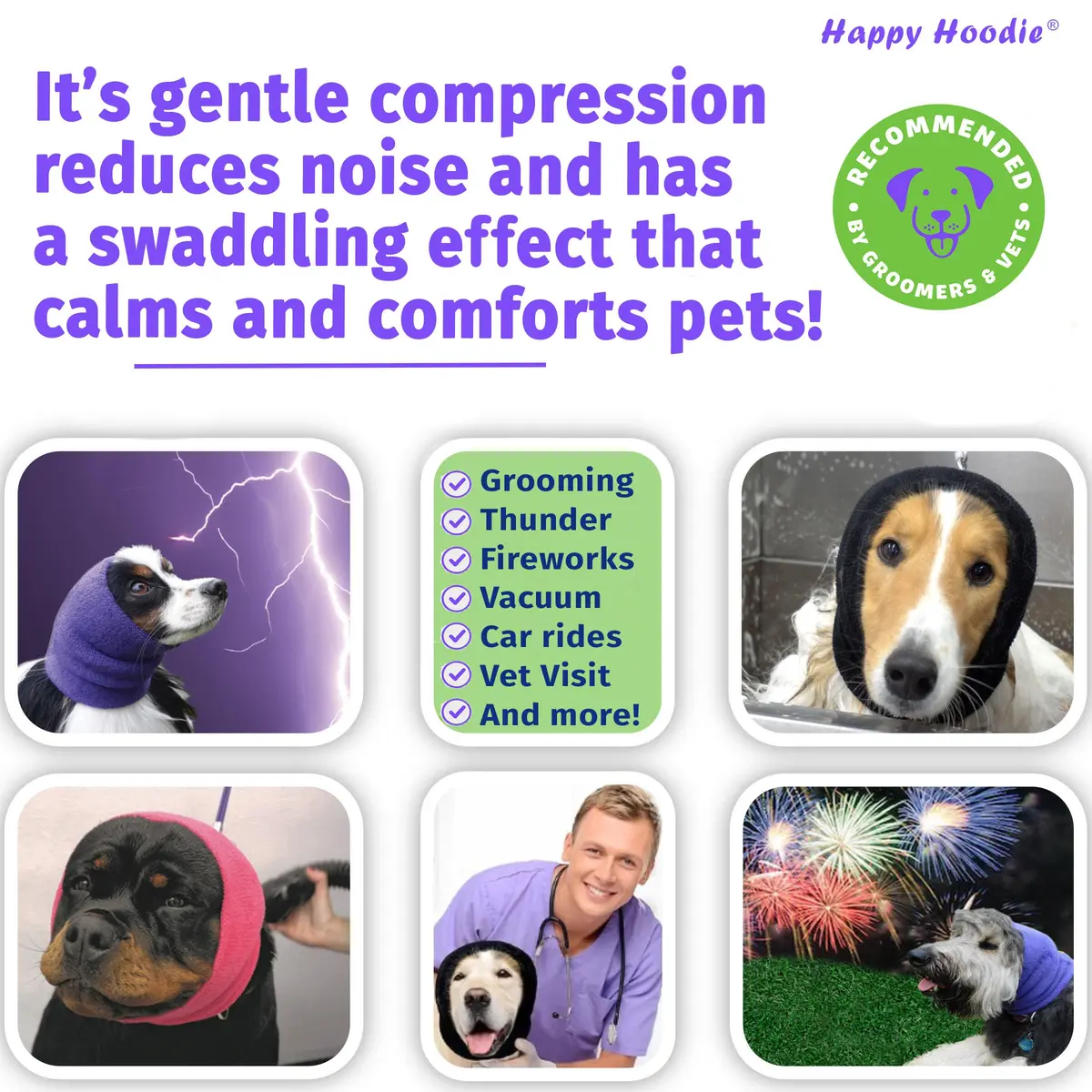 ZONI PETS Happy Hoodie The Original Dog & Cat Calming Band for Noise & Anxiety Relief | Stress-Relief for Pets - view 3