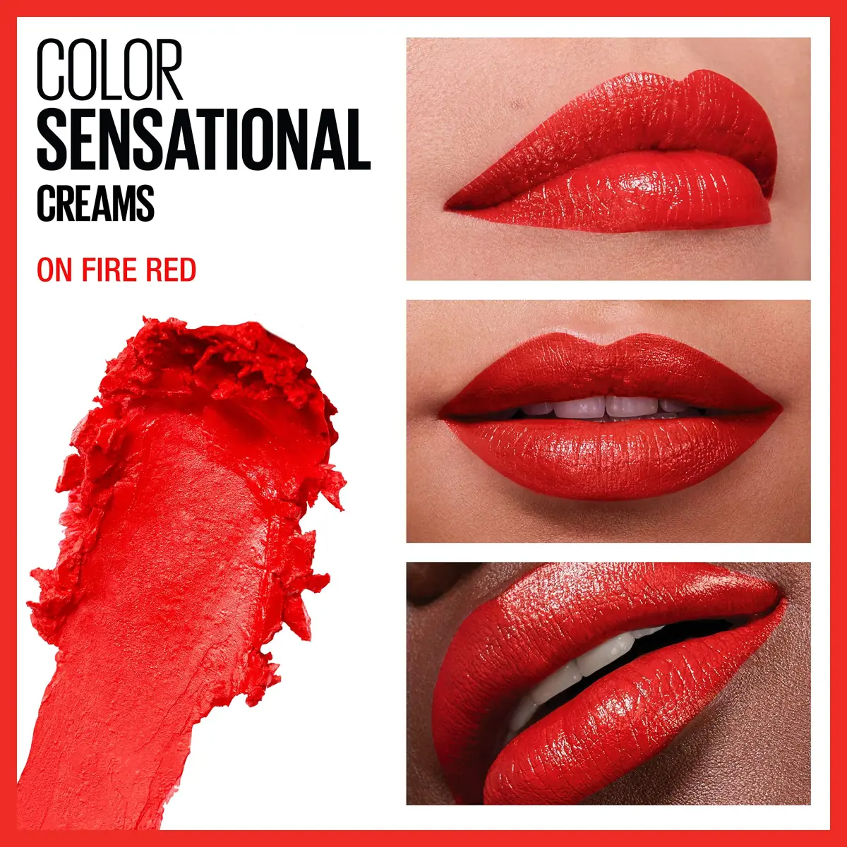 Maybelline Color Sensational Lipstick, On Fire Red, Creamy Hydrating Lip Color, 4g (0.15 Oz) - view 3