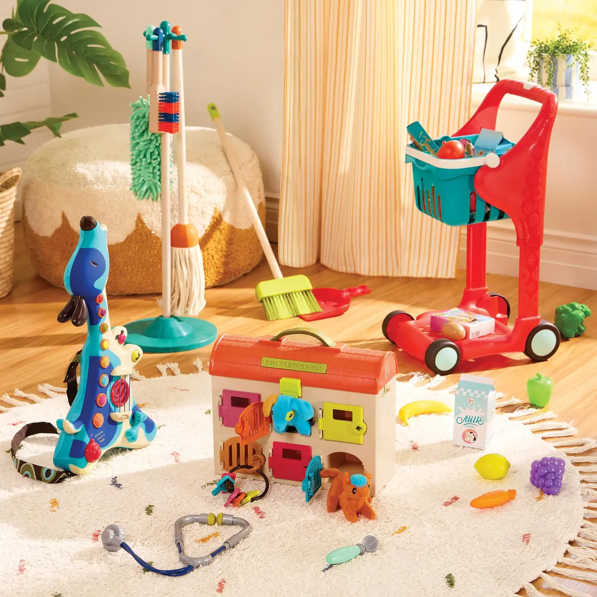 B. toys Critter Clinic Vet Set, Portable Animal Hospital | 6 Rooms, 5 Tools, 2 Plush Pets, Portable Handle (2+ Years) - view 7