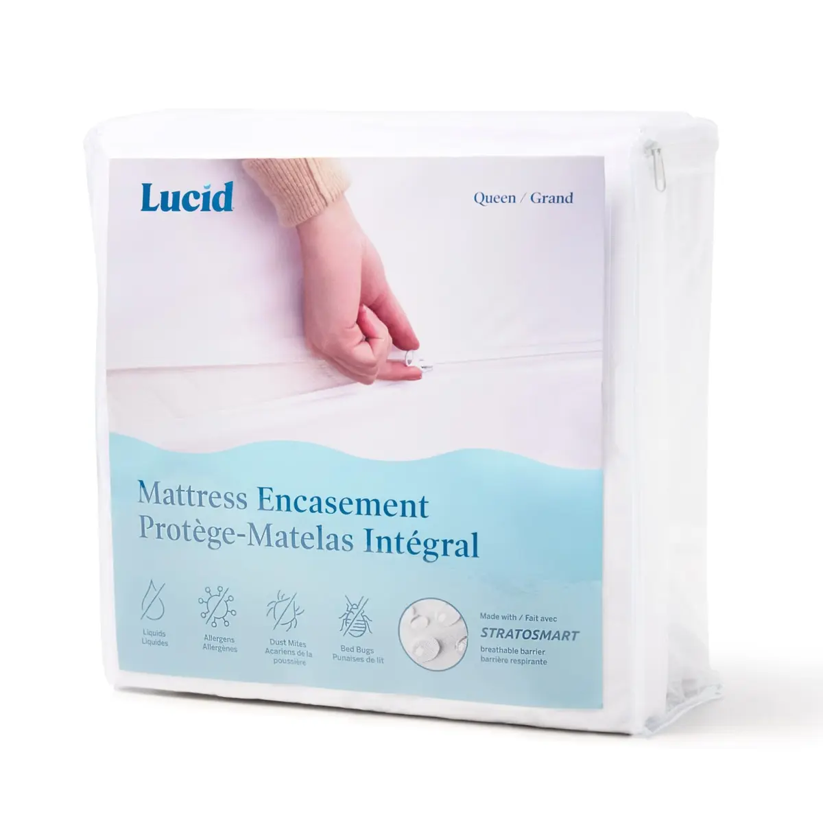 LUCID Waterproof Mattress Encasement Queen Size | 6-Sided Full Protection, Breathable & Quiet - main product image