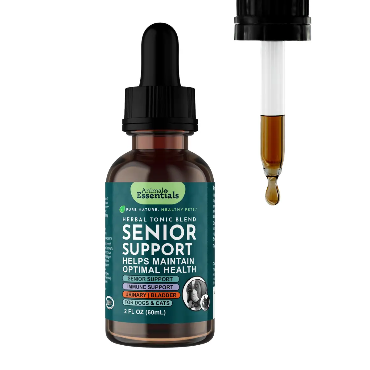 Animal Essentials Senior Support for Dogs & Cats Supplement - 2 fl Oz | Supports Mental & Physical Well-Being - main product image