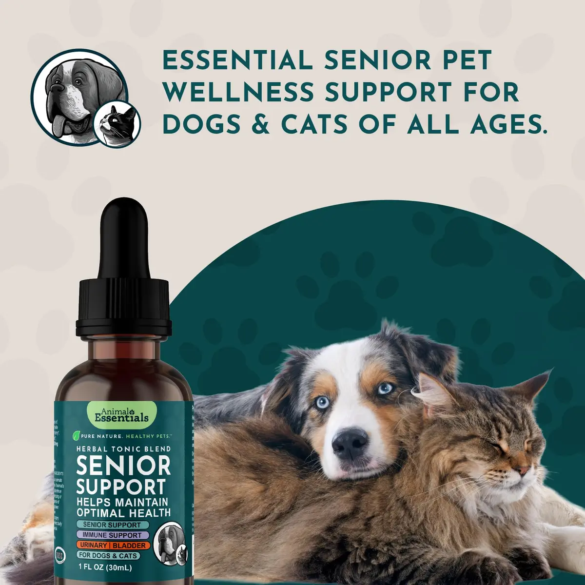 Animal Essentials Senior Support for Dogs & Cats Supplement - 2 fl Oz | Supports Mental & Physical Well-Being - view 8