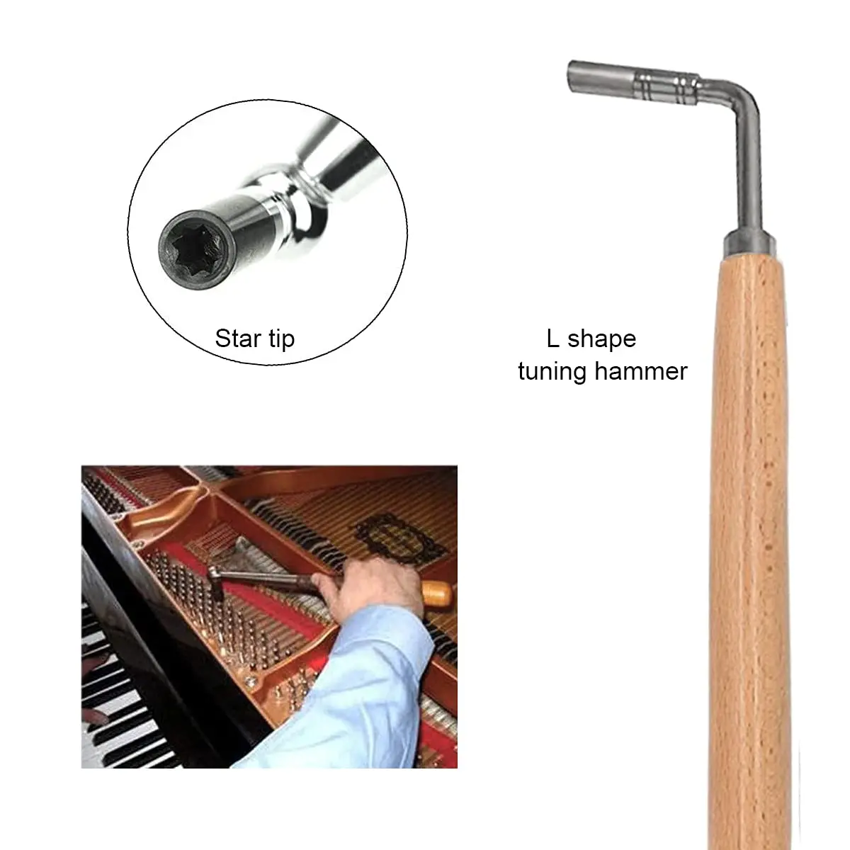 Ecloud Shop Piano Tuning Kit with L-Shape Hammer, Rubber Mutes & Temperament Strip | 6-Piece Set - view 3