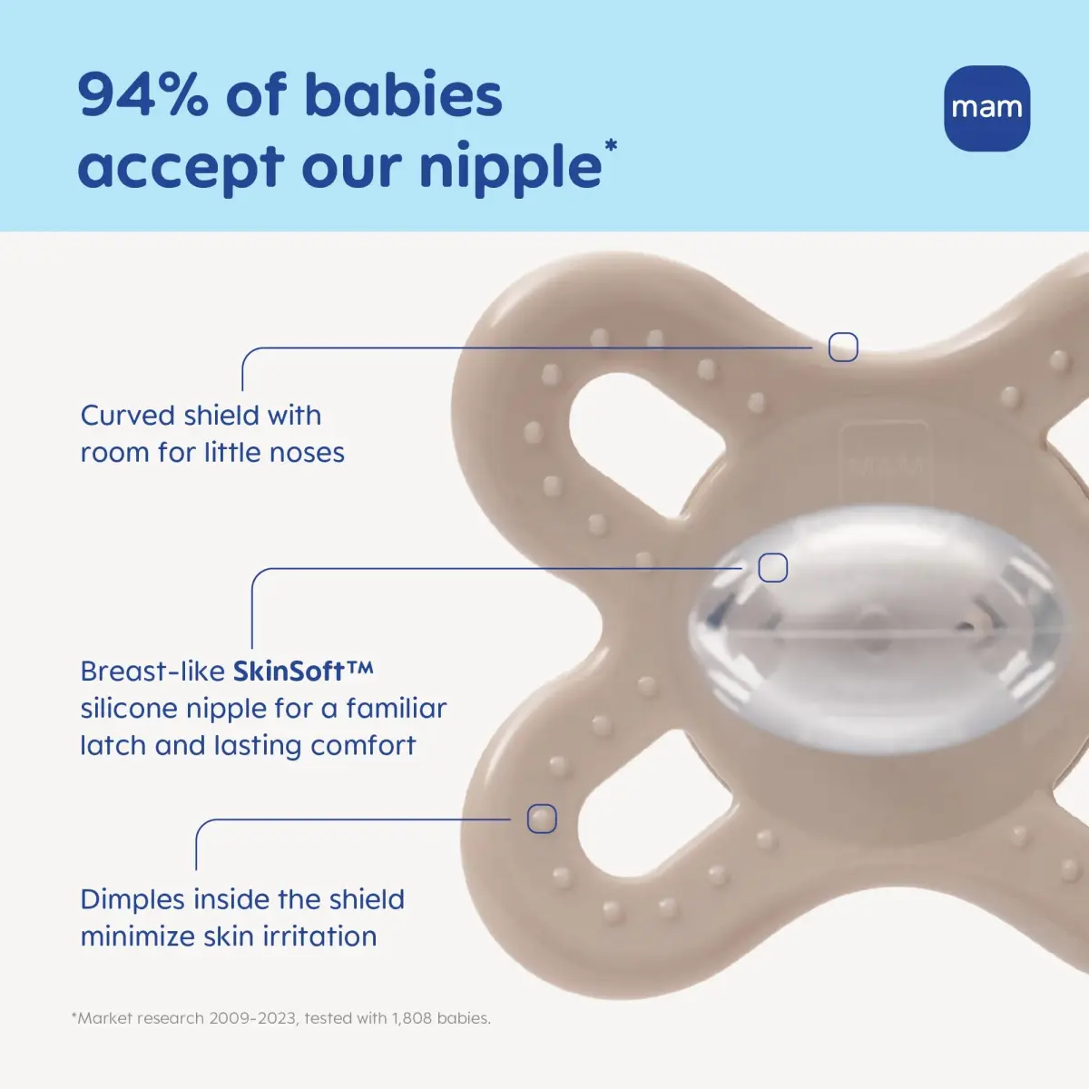 MAM Original Start Baby Pacifiers 0-3 Months SkinSoft Silicone, 2 Pack | Developed with Orthodontists - view 3