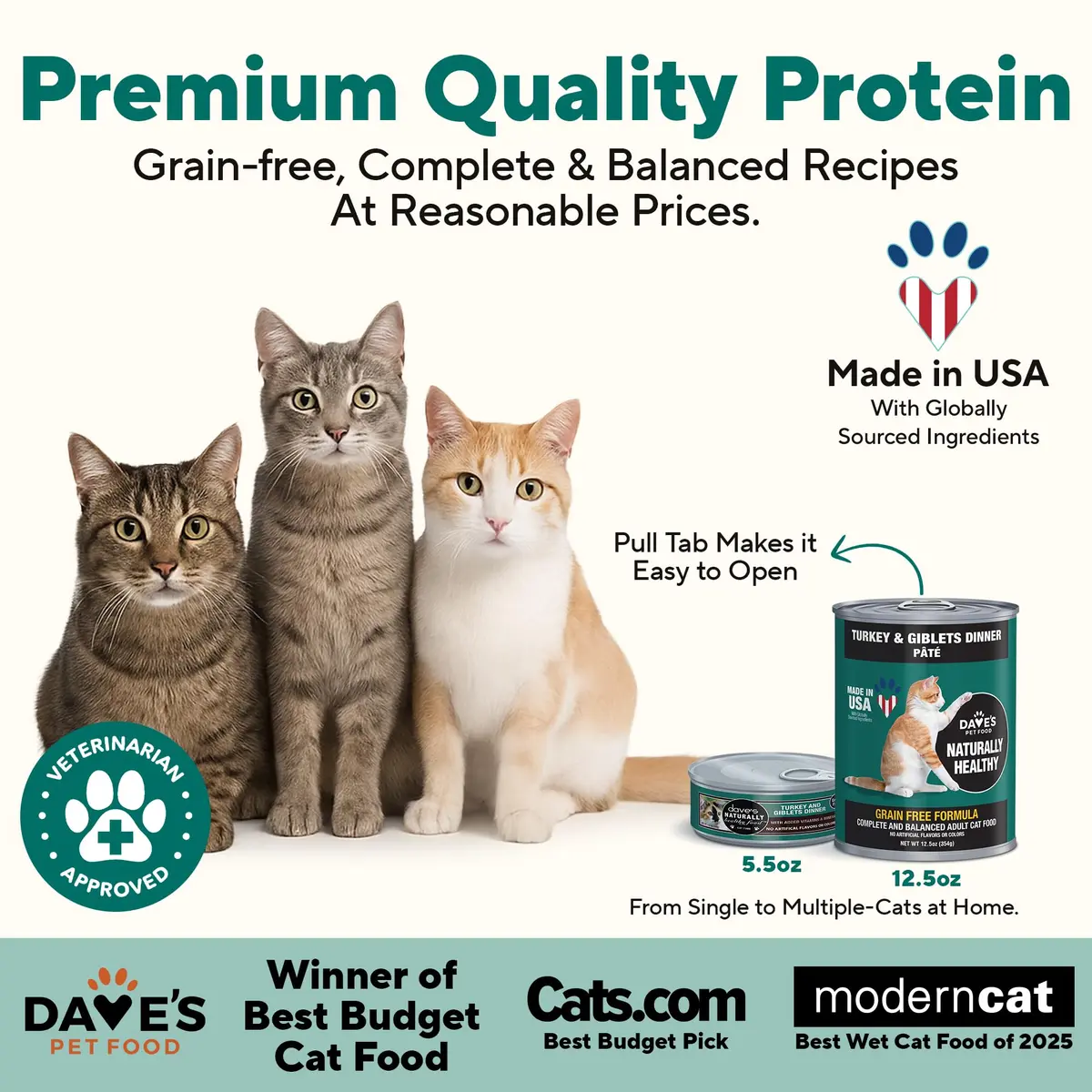 Dave's Pet Food Grain Free Canned Cat Food, Turkey & Giblets Pate, 12.5 oz | High-Protein, Grain-Free Nutrition - view 2