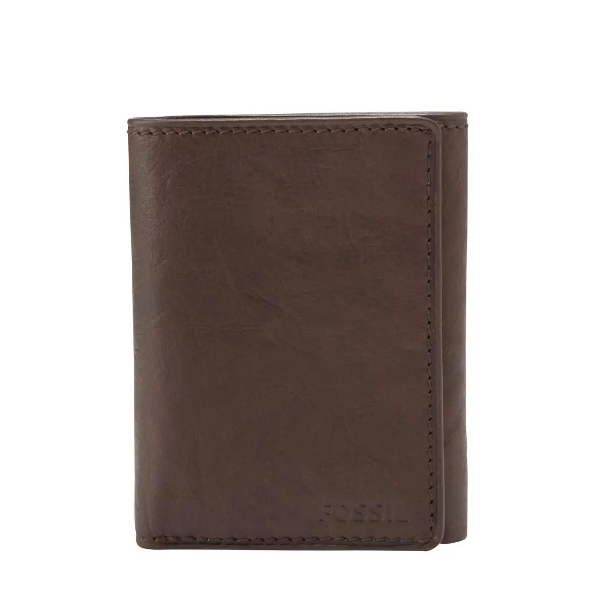 Fossil Ingram Leather Trifold Wallet with ID Window for Men, Brown | 100% Genuine Leather, 8 Card Slots, Slim Profile - main product image