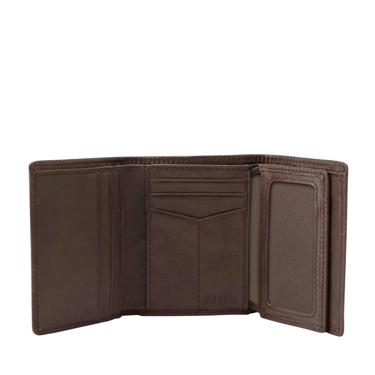 Fossil Ingram Leather Trifold Wallet with ID Window for Men, Brown | 100% Genuine Leather, 8 Card Slots, Slim Profile - view 3