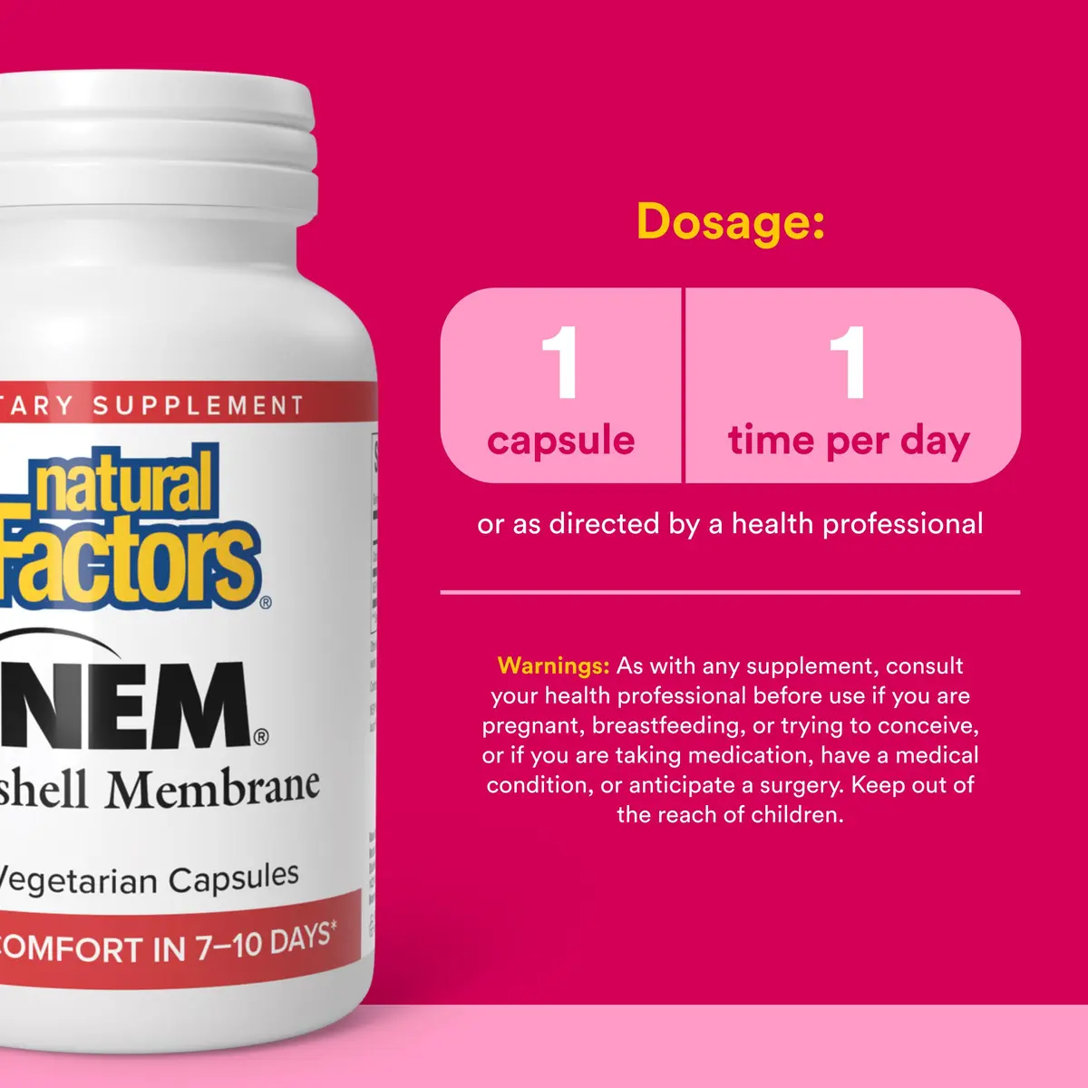 Natural Factors NEM Natural Eggshell Membrane Joint Comfort & Flexibility 60 Capsules | Supports Healthy Connective Tissue - view 3