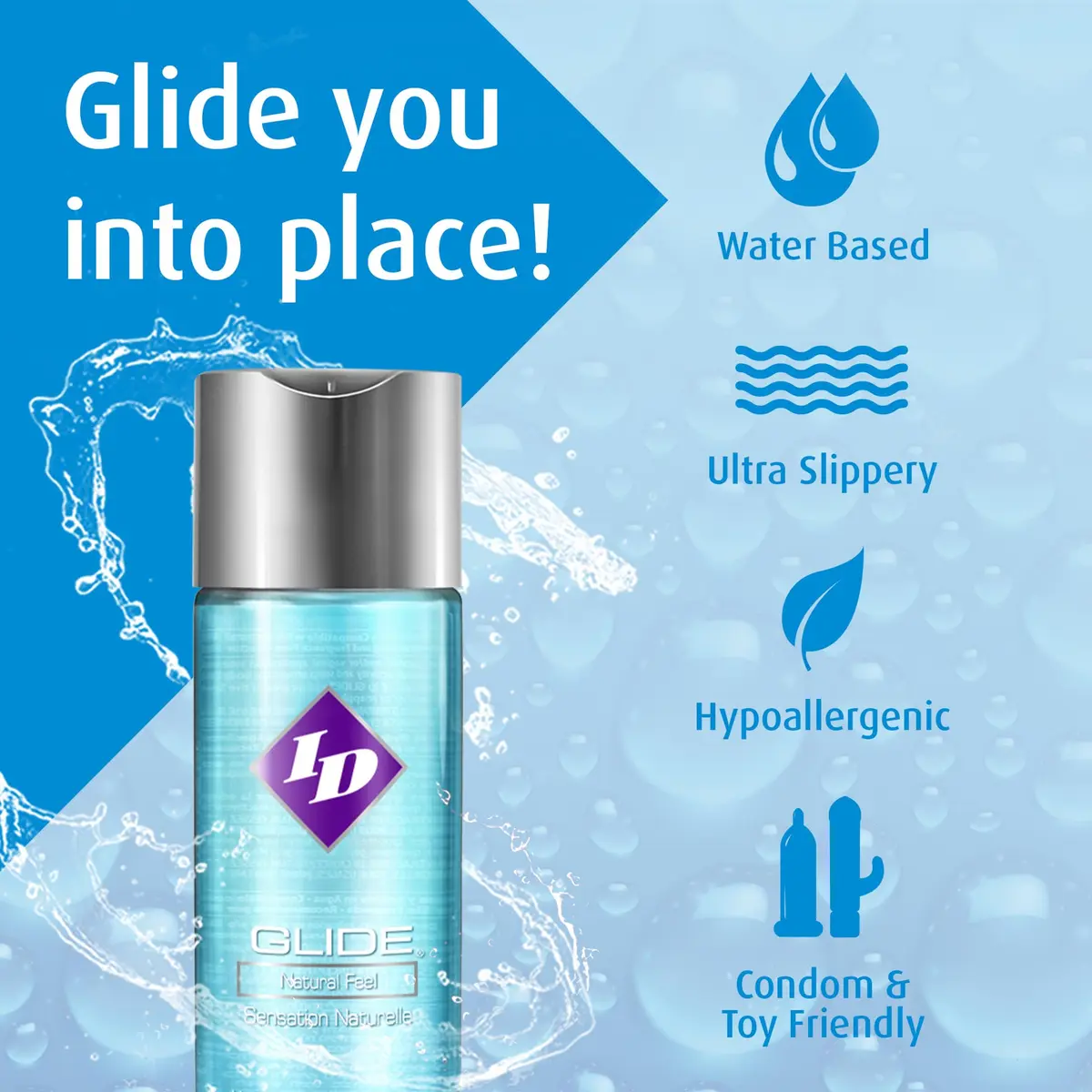 ID Lubricants ID Glide 2.2 fl oz Water Based Personal Lubricant Hypoallergenic for Men Women & Couples | Natural Feel - view 4