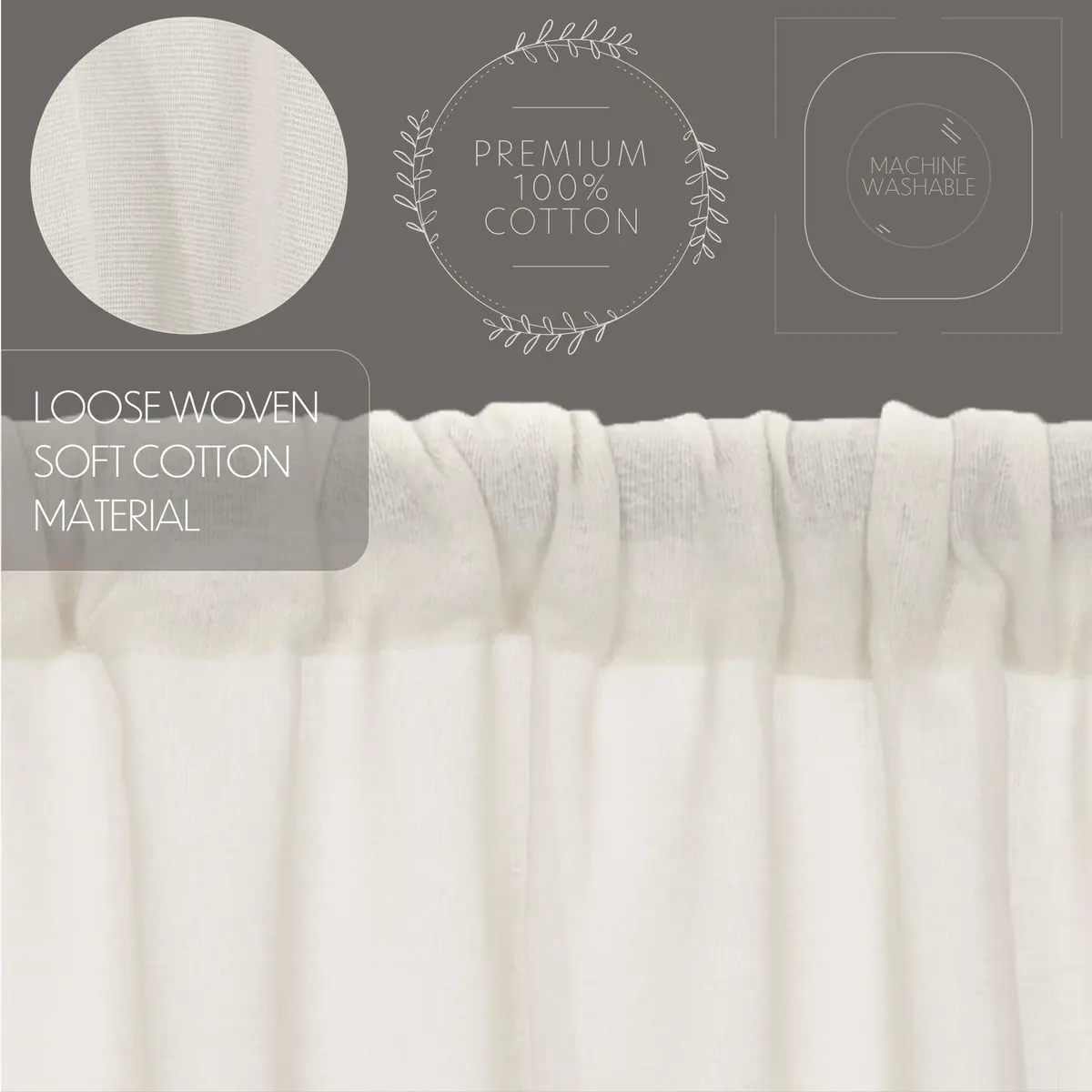 VHC Brands Tobacco Cloth Tier Fringed Curtains 36x36 inch | Sheer White Farmhouse Decor - view 4