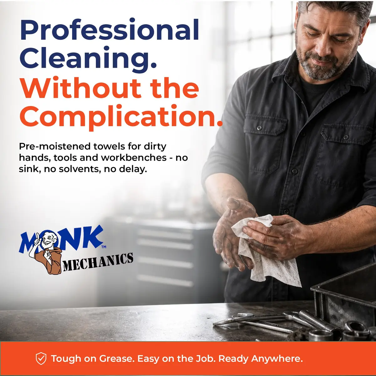 Monk Hand Cleaner Towels (4 Buckets of 130 Count) | Heavy-Duty Grease & Dirt Removal for Mechanics & Workshops - view 6