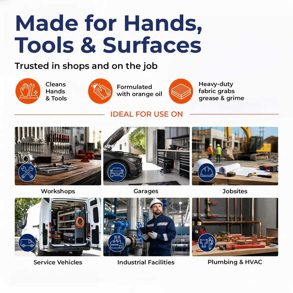 Monk Hand Cleaner Towels (4 Buckets of 130 Count) | Heavy-Duty Grease & Dirt Removal for Mechanics & Workshops - view 4