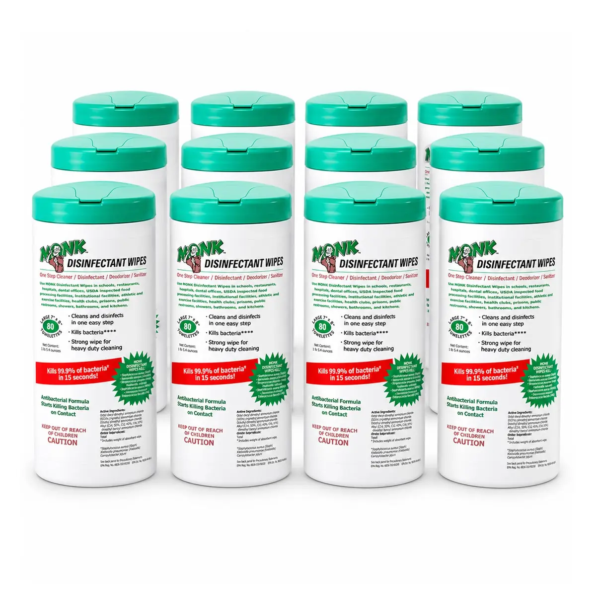 Monk Disinfecting Wipes 80 Count | Heavy Duty Surface Disinfectant for Commercial & Home Use - main product image