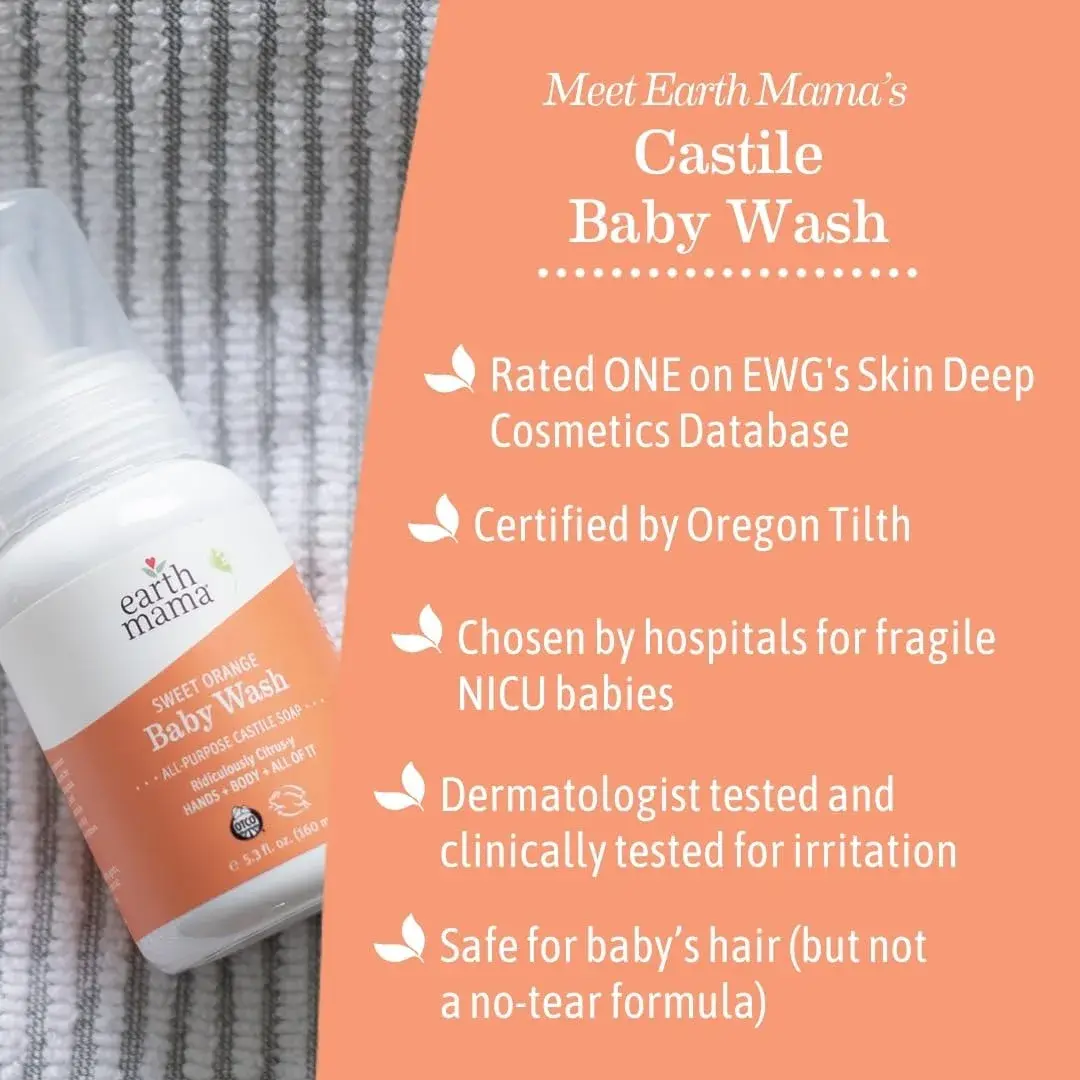 Earth Mama Sweet Orange Baby Wash Foaming Soap 185ml (6.27 Fl Oz) | Gentle Castile Soap for Sensitive Skin - view 9