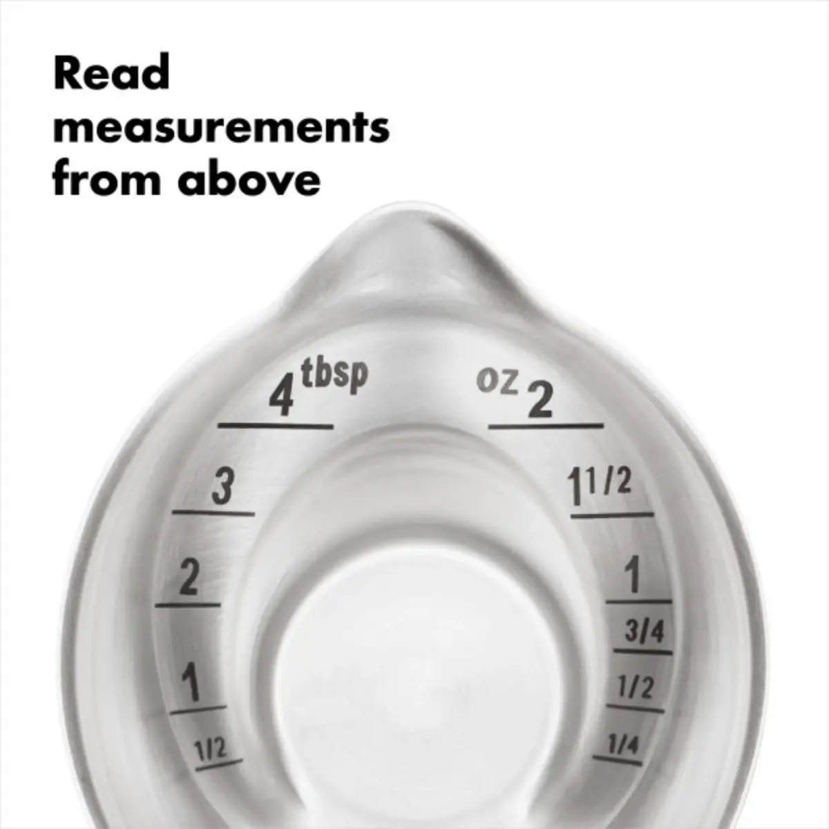 OXO Steel Angled Measuring Jigger 59ml (2 fl oz) | Patented Angled Surface for Easy Reading - view 2