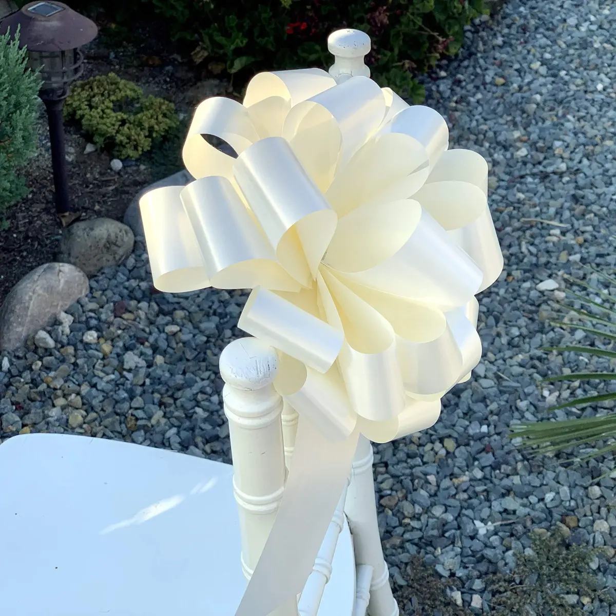GiftWrap Etc. Large Ivory Ribbon Wedding Bows 22.86cm (9 Inch) Pack of 6 | Easy Pull Bows for Gifts & Events - view 5