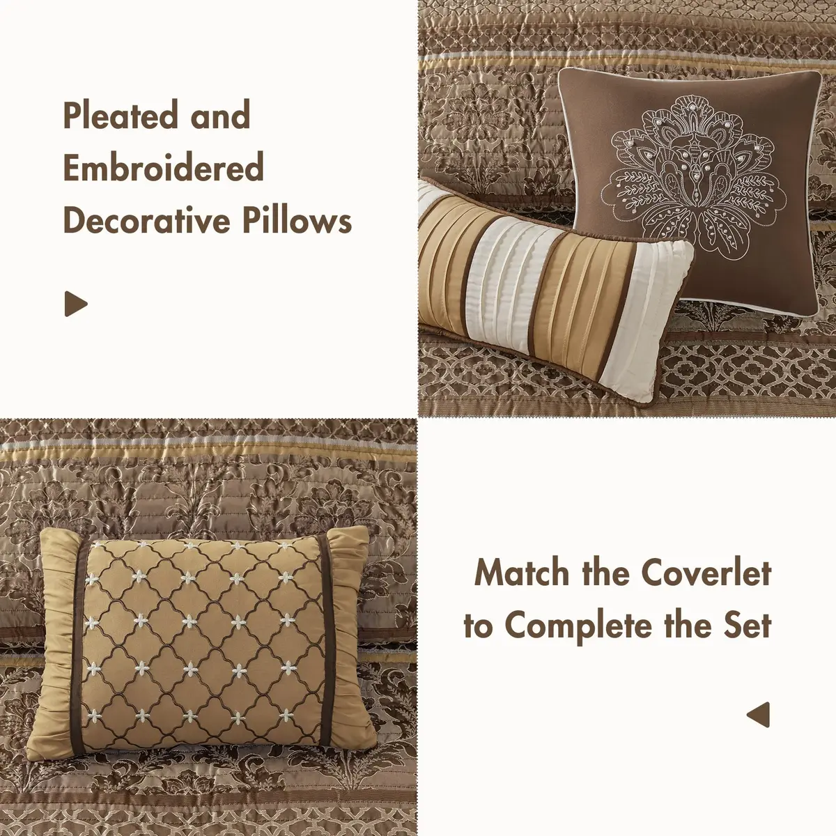 Madison Park Bellagio Jacquard Quilt Set King/Cal King | Geometric Damask Pattern, Lightweight for Summer & Layering - view 4